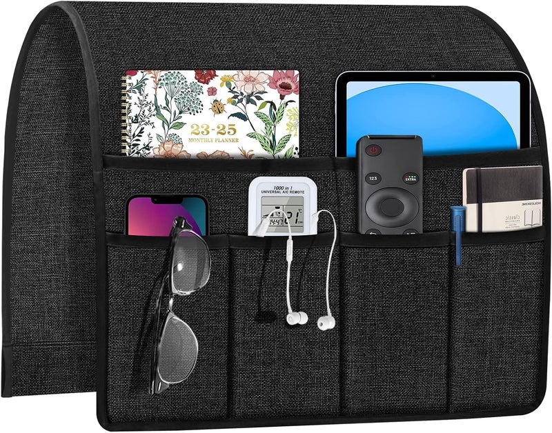 Joywell Remote Caddy Couch Remote Control Holder for Recliner Sofa Armrest Organizer Non Slip Arm Chair Caddie with 6 Pocket Storage for Magazine, Tablet, Phone, iPad, Black Demand fit global economical quality - Image 1