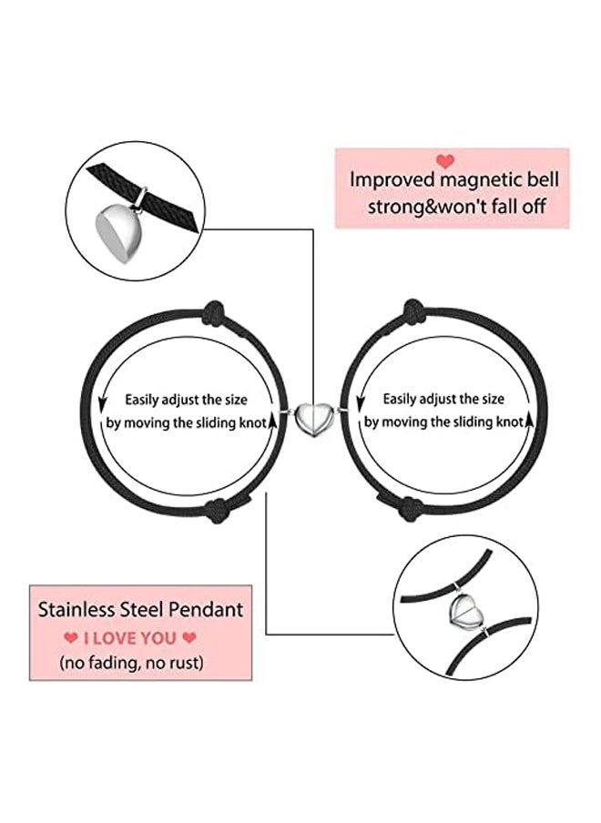 Generic - GBTBYS 2PCS Magnetic Couple Bracelets Love Vows of Promise Mutual Attraction Long Distance Friendship Best Friend Sister Braided Rope Gift for Men Women Mothers Day Birthday Gift - Image 1