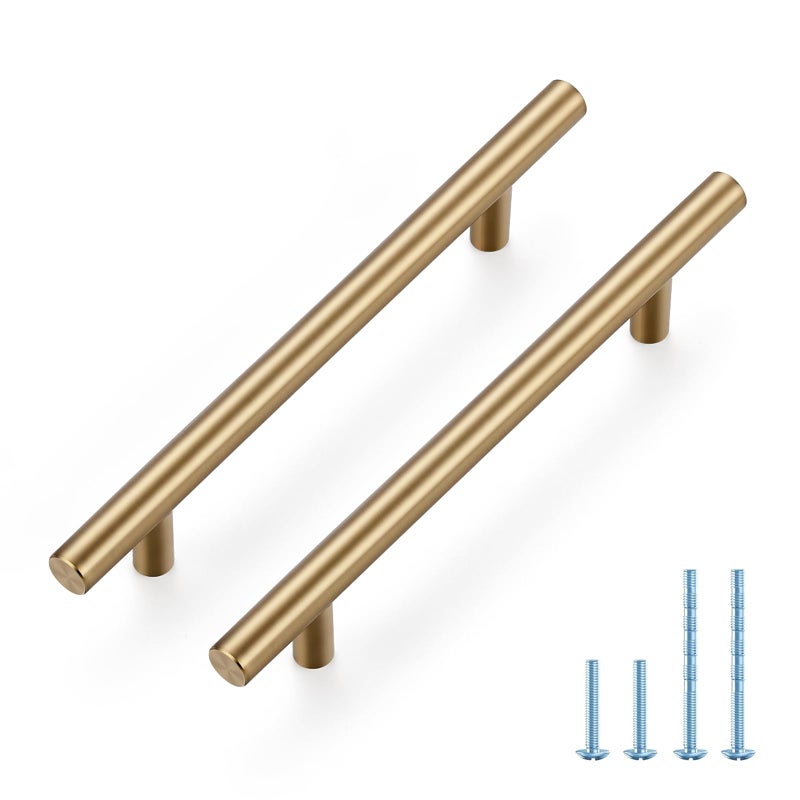 JOY DECOR 5 Pack Champagne Bronze Cabinet Pulls 738 Inch Length 5 Inch 128mm Hole Center Stainless Steel Kitchen Cabinet Handles for Drawer and Cupboard - Image 2