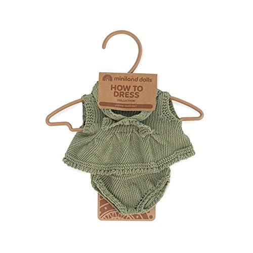 Miniland Clothes for Dolls 8 1/4'' Knitted Outfit Dress & Headband - ECO, Made in Spain, Quality, Role Play, Educational - Image 2
