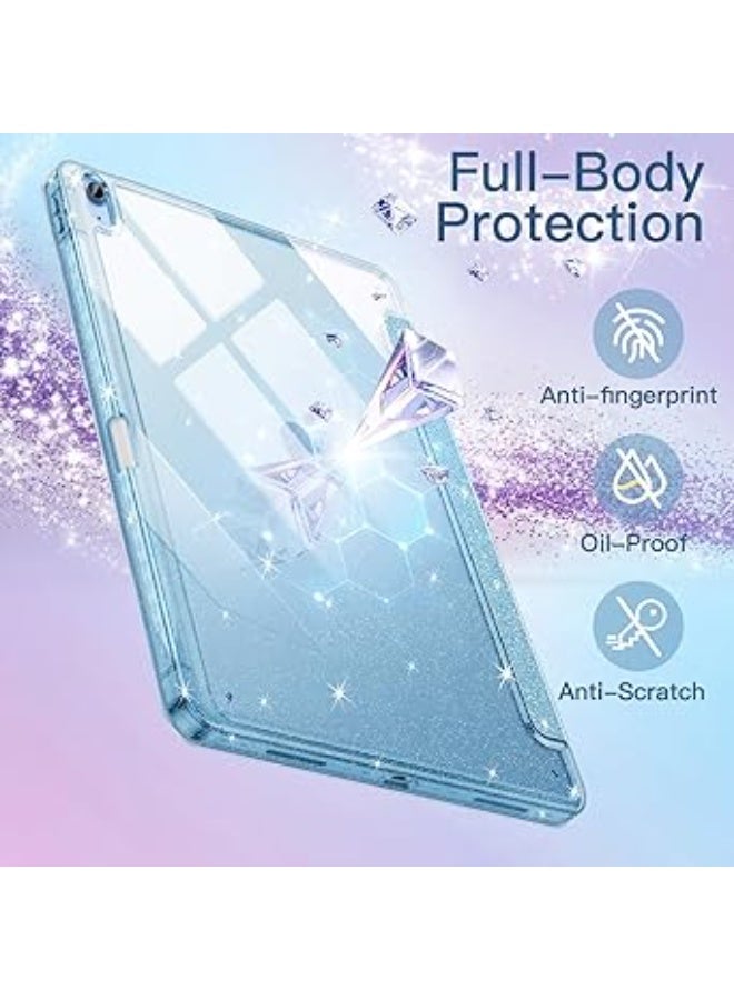 Protective Case for iPad (A16) 11th/10th Generation (2025/2022) with Pen Holder, Cute Shiny Ultra-Thin Case for Kids, Boys and Girls, Shiny Clear Back Cover (Sky Blue) - Image 5