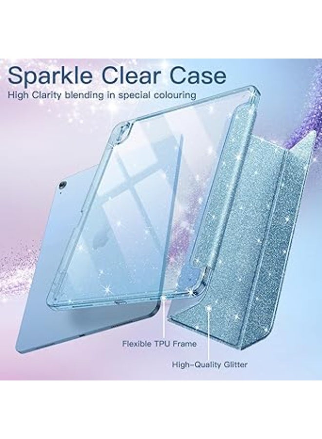 Protective Case for iPad (A16) 11th/10th Generation (2025/2022) with Pen Holder, Cute Shiny Ultra-Thin Case for Kids, Boys and Girls, Shiny Clear Back Cover (Sky Blue) - Image 4