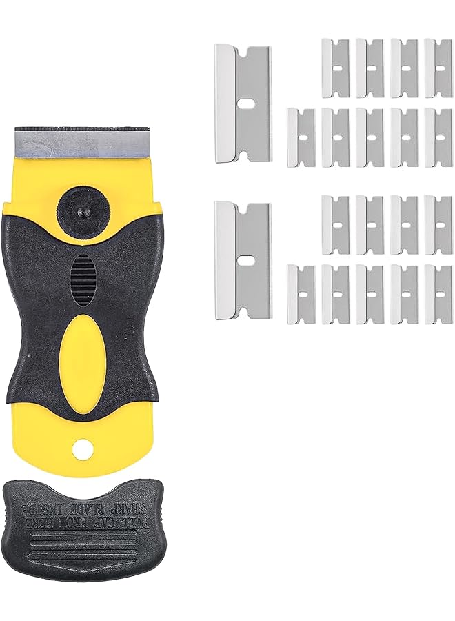 PROMASS promass Blades Scraper Tool Glass & Ceramic Hob Scraper Knife Cleaner with 20 Replaceable Metal Blades, Multi-Purpose Cleaner Scraper for Decals, Stickers, Labels, Caulk, Adhesive, Paint Removal  - Image 1