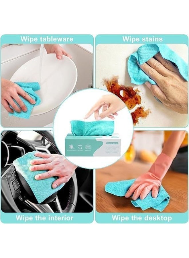 Microfiber Cleaning Cloth - Reusable Wipes Box - Multi-Purpose Microfiber Towel for Home Kitchen Car Glass Towel-20 Pieces  (Green) - Image 2
