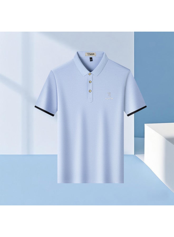 Tucano 7a Antibacterial】men's Cotton Short-sleeve Polo Shirt + Ice Silk Casual Pants - Dad's Outfit Men's Suit - Image 3