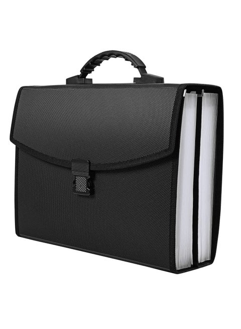 File Organizer 26 Pockets, A4 Size Expanding File Box Document Organizer with Handel and Color Labels Filing Folder for Paper and File Storage