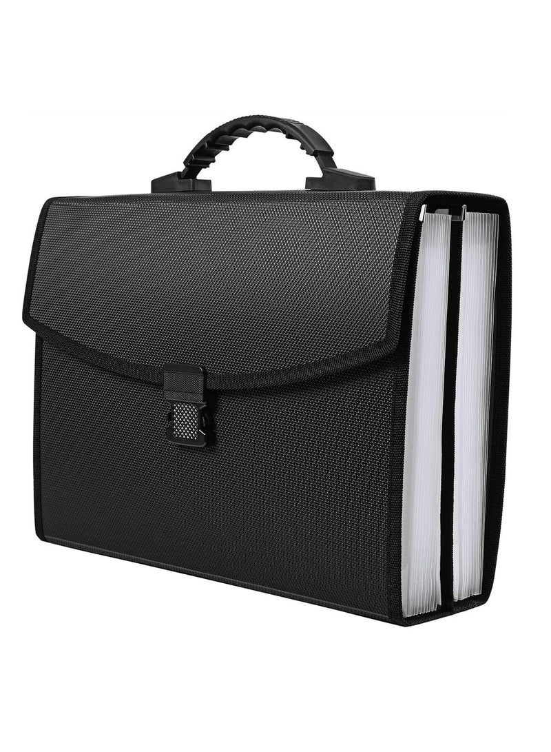 File Organizer 26 Pockets, A4 Size Expanding File Box Document Organizer with Handel and Color Labels Filing Folder for Paper and File Storage
