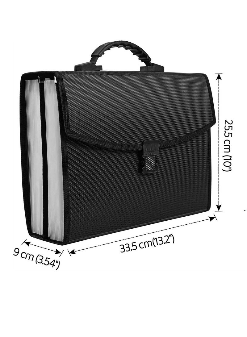 File Organizer 26 Pockets, A4 Size Expanding File Box Document Organizer with Handel and Color Labels Filing Folder for Paper and File Storage