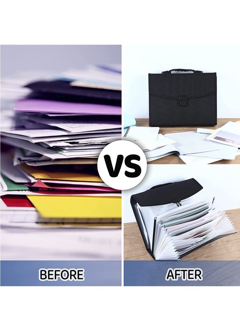 File Organizer 26 Pockets, A4 Size Expanding File Box Document Organizer with Handel and Color Labels Filing Folder for Paper and File Storage