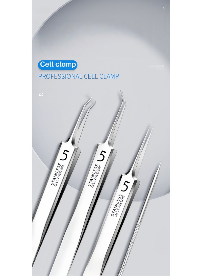 Generic 8-piece set of double headed needle blackhead remover, blackhead remover Comedone extractor, curved blackhead tweezers kit, professional stainless steel blackhead removal tool kit 8-piece set of double headed needle blackhead remover, blackhead remover Comedone extractor, curved blackhead tweezers kit, professional stainless steel blackhead removal tool kit  - Image 2