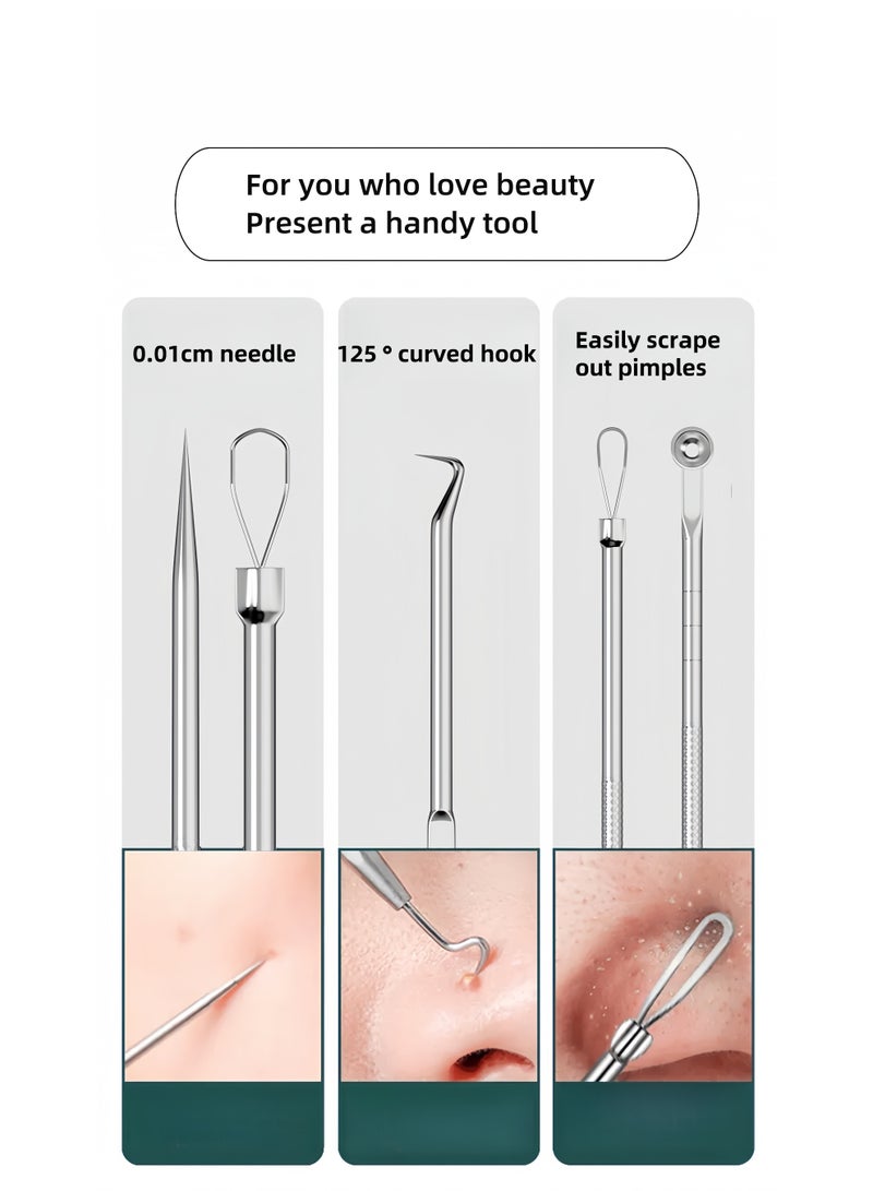 Generic 8-piece set of double headed needle blackhead remover, blackhead remover Comedone extractor, curved blackhead tweezers kit, professional stainless steel blackhead removal tool kit 8-piece set of double headed needle blackhead remover, blackhead remover Comedone extractor, curved blackhead tweezers kit, professional stainless steel blackhead removal tool kit  - Image 3