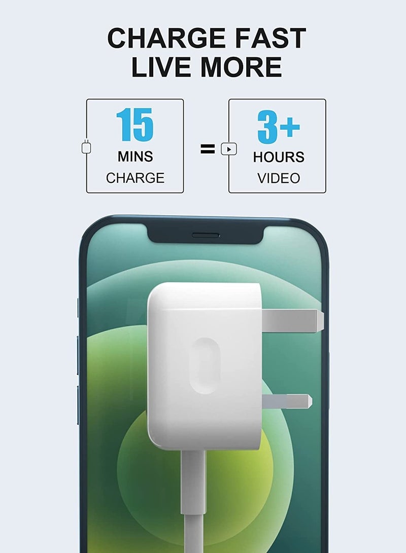 USB C Plug 20W USB C PD Charger Fast Wall Charger with 1M/3FT Cable Foldable Durable Power Delivery 3.0 Adapter Compatible with Phone 13/12/12 Pro/12 Pro Max/11 Pro Max/SE Pad ProUSB C Plug 20W USB C - Image 2