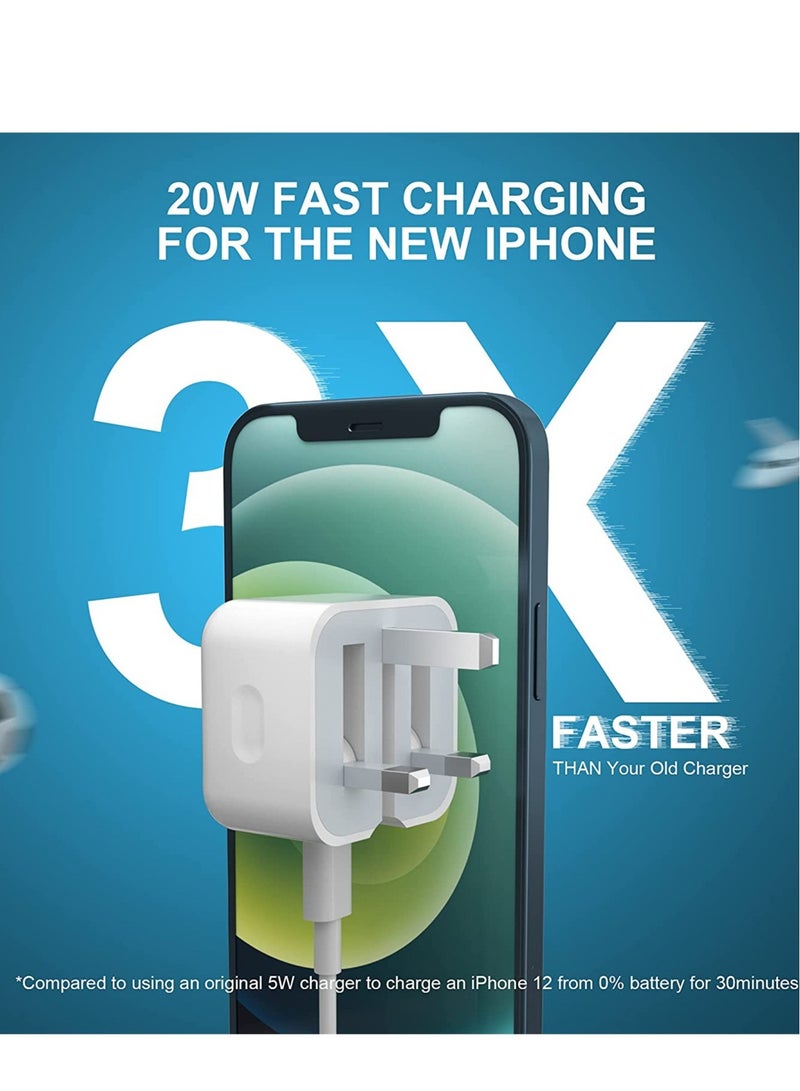 USB C Plug 20W USB C PD Charger Fast Wall Charger with 1M/3FT Cable Foldable Durable Power Delivery 3.0 Adapter Compatible with Phone 13/12/12 Pro/12 Pro Max/11 Pro Max/SE Pad ProUSB C Plug 20W USB C - Image 5