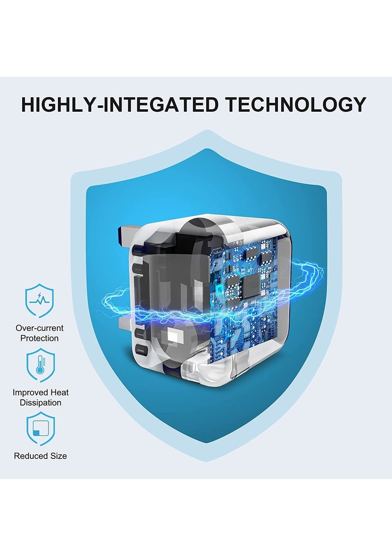 USB C Plug 20W USB C PD Charger Fast Wall Charger with 1M/3FT Cable Foldable Durable Power Delivery 3.0 Adapter Compatible with Phone 13/12/12 Pro/12 Pro Max/11 Pro Max/SE Pad ProUSB C Plug 20W USB C - Image 4