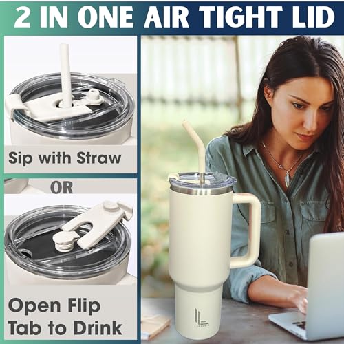 Leczonio Tumbler with Straw | Sipper Bottle | Single ps 1200ML Stainless Steel hot and Cold Insulated Water chugger with lid and Handle for Women, Adults Travel Mug Office Gym (Levender Mist) - Image 5