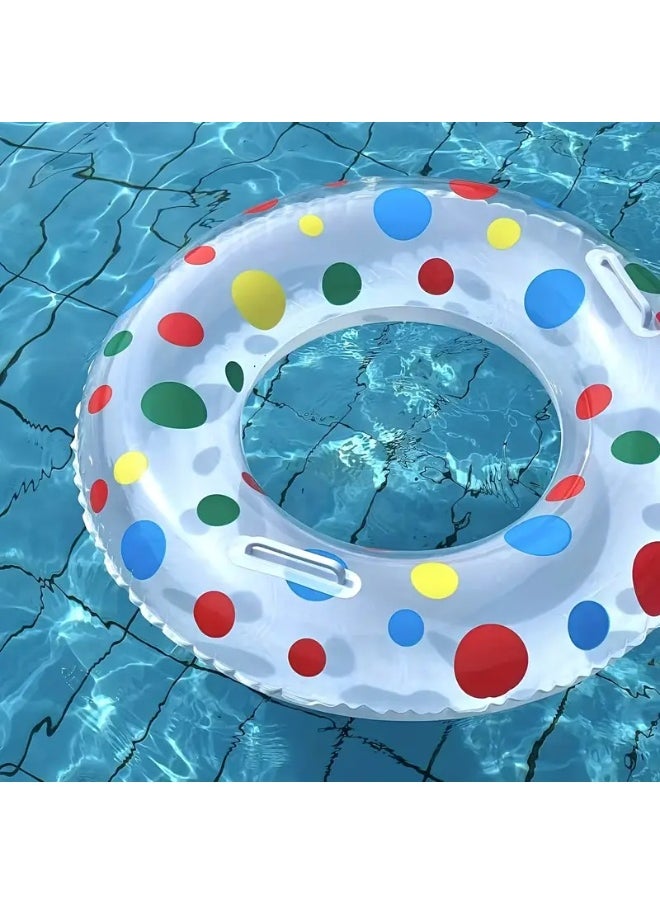 Goolsky 1pc Adult Size Inflatable Swim Ring, Polka Dot Design, Durable PVC Pool Float Tube, Uncharged, Ideal for Ages 14+, Perfect for Christmas & Halloween Festivities, Universal Fit - Pack of 1  - Image 1