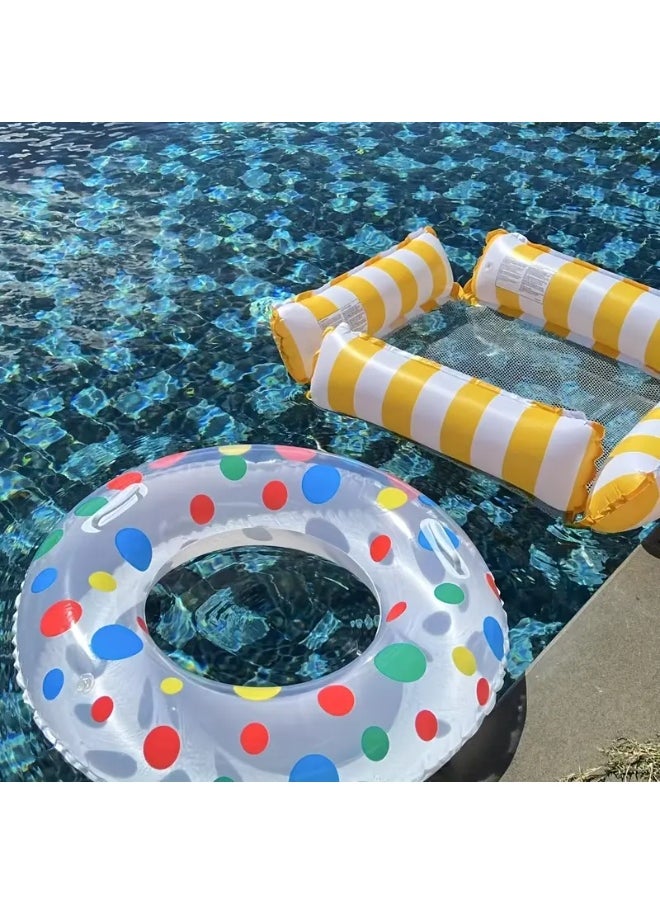 Goolsky 1pc Adult Size Inflatable Swim Ring, Polka Dot Design, Durable PVC Pool Float Tube, Uncharged, Ideal for Ages 14+, Perfect for Christmas & Halloween Festivities, Universal Fit - Pack of 1  - Image 5