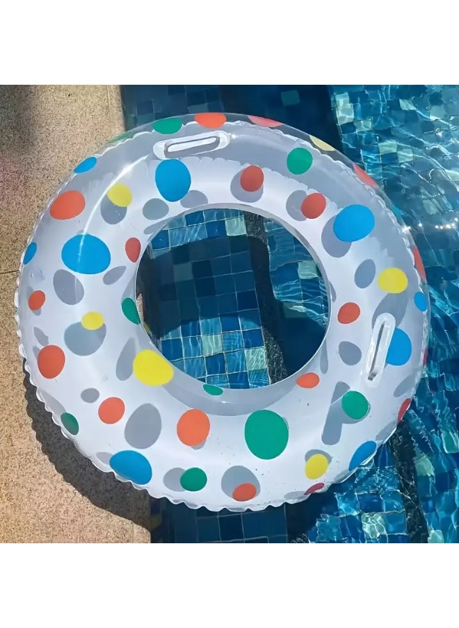 Goolsky 1pc Adult Size Inflatable Swim Ring, Polka Dot Design, Durable PVC Pool Float Tube, Uncharged, Ideal for Ages 14+, Perfect for Christmas & Halloween Festivities, Universal Fit - Pack of 1  - Image 3