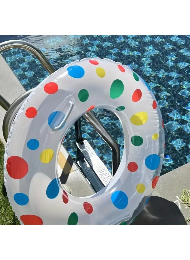 Goolsky 1pc Adult Size Inflatable Swim Ring, Polka Dot Design, Durable PVC Pool Float Tube, Uncharged, Ideal for Ages 14+, Perfect for Christmas & Halloween Festivities, Universal Fit - Pack of 1  - Image 4