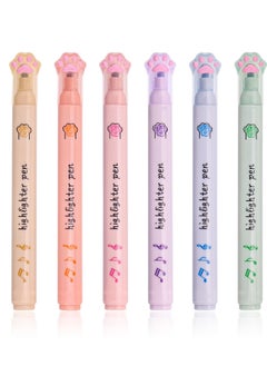 Highlighters Aesthetic Pastel Cute Highlighter Kawaii Assorted Pastel Colors Multicolor Marker Pen Cat Claw Animals Cartoon Colored Aesthetic Highlighter for Writing Graffiti School Supplies 6Pcs