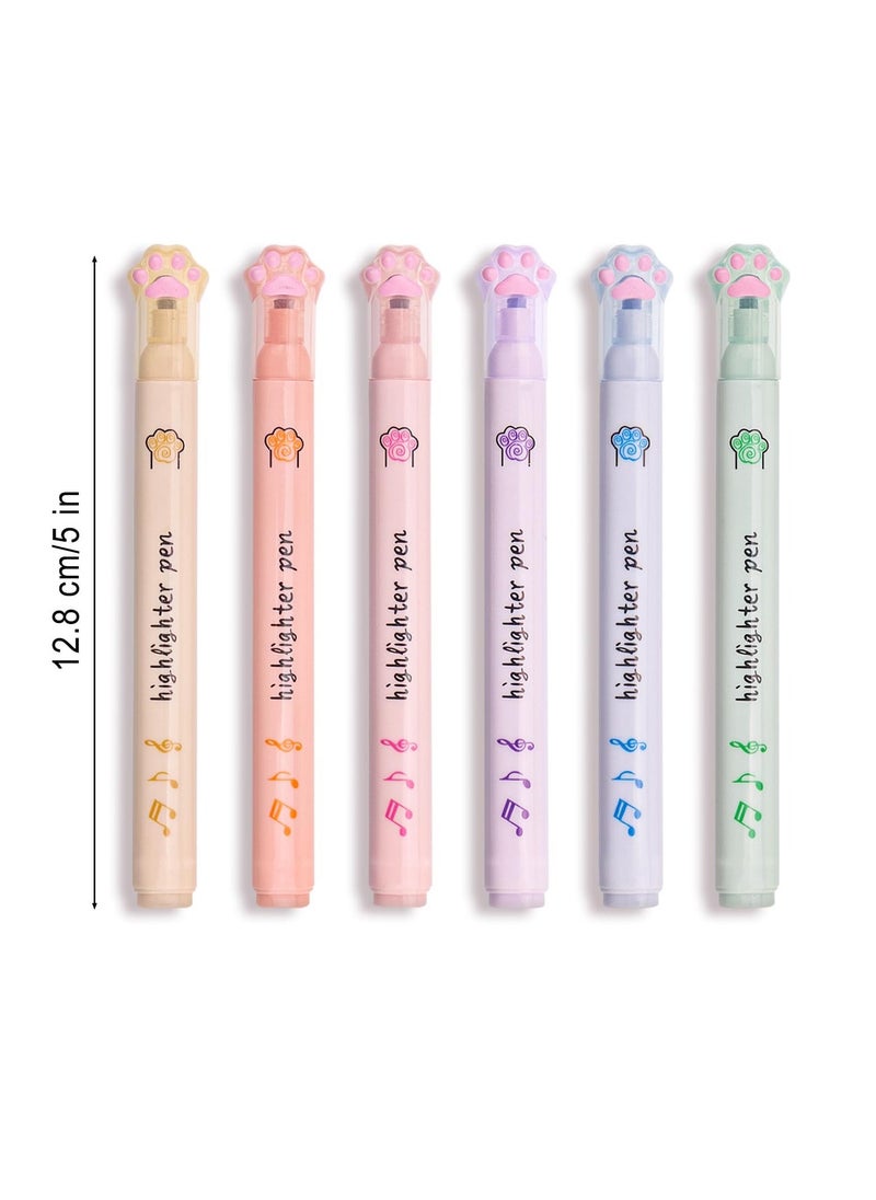 Generic - Highlighters Aesthetic Pastel Cute Highlighter Kawaii Assorted Pastel Colors Multicolor Marker Pen Cat Claw Animals Cartoon Colored Aesthetic Highlighter for Writing Graffiti School Supplies 6Pcs - Image 1