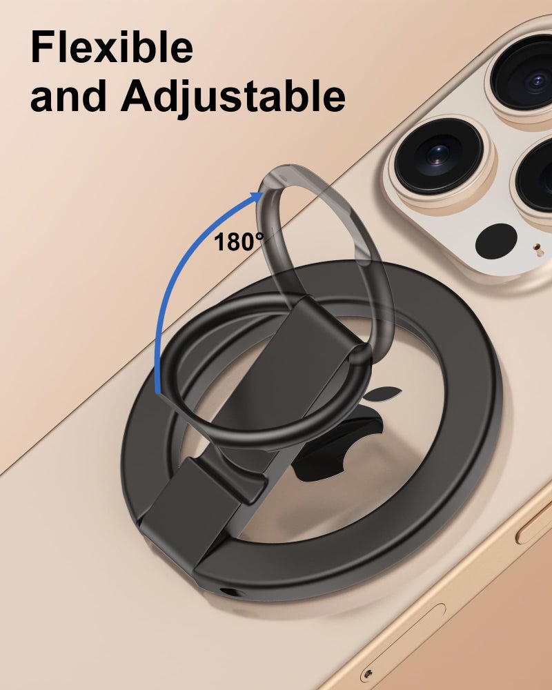 AILKIN iPhone 17 Pro Max Case Magnetic Phone Ring Holder for Hand, AILKIN MagSafe Cell Phone Ring Holder Grip, Mag Safe Phone Ring Finger Holder for iPhone 17/16/15/14/13/12 Series, MagSafe Kickstand-Grey - Image 3