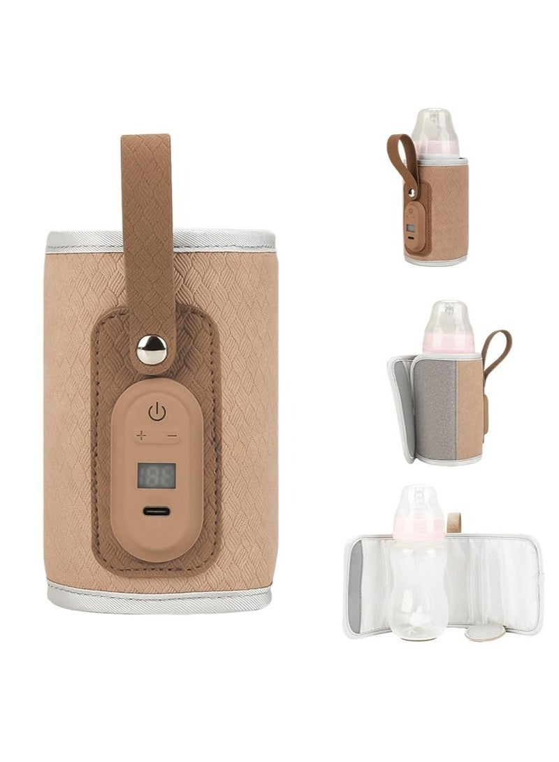 Portable Baby Bottle Warmer with Temperature Display Insulation Cover Adjustable Milk Heater for Infants - Image 1