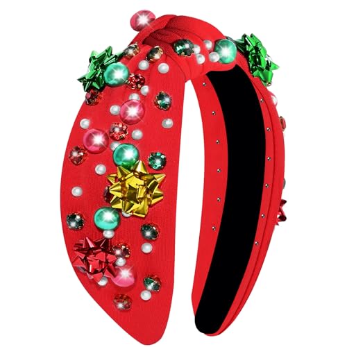 Yoshiky Christmas Headband for Women Headbands with Christmas Tree Crystal Pearl Snowflake Decorations Holiday Overalls Hairband for Sweaters Outfits Hair Accessories - Image 1