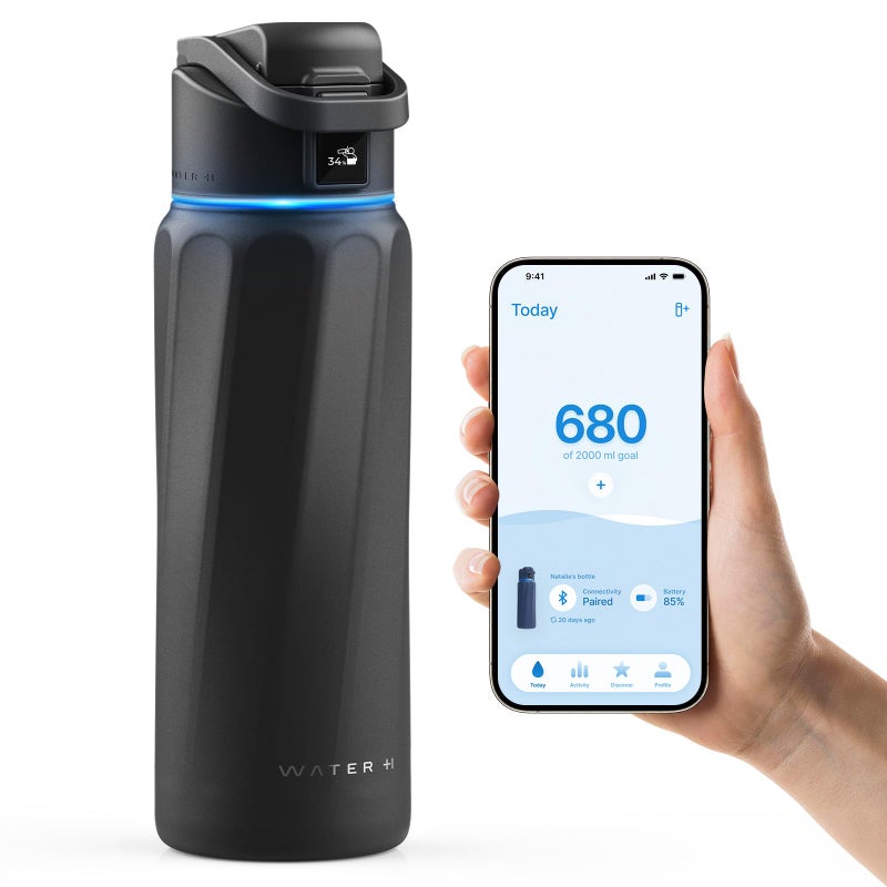 WaterH زجاجة مياه ذكية BOOST مع تذكير وتتبع، زجاجات معزولة مزدوجة الجدران من الفولاذ المقاوم للصدأ، سعة 32 أونصة خالية من BPA بفم واسع للجيم، المكتب، المدرسة، هدية مثالية لعيد الميلاد، الهالوين، رأس السنة الجديدة - Image 4