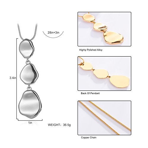 welbijoux Long Lariat Chain Necklace 18K Gold Plating 3 Special Shape Y Bar Pendant Necklace for Women - Image 4