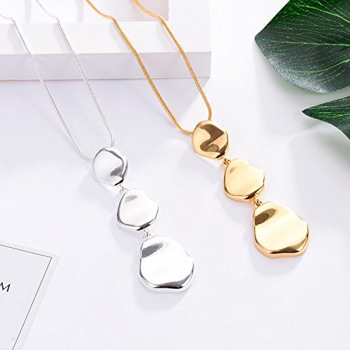 welbijoux Long Lariat Chain Necklace 18K Gold Plating 3 Special Shape Y Bar Pendant Necklace for Women - Image 5