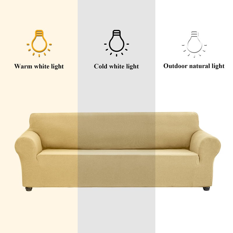 Joccun Stretch Chair Couch Cover,1-Piece Sofa Slipcover Spandex Jacquard Fabric Sofa Covers with Elastic Bottom,Washable Furniture Protector for Dogs,Cats,Kids(Armchair,Champagne) - Image 3