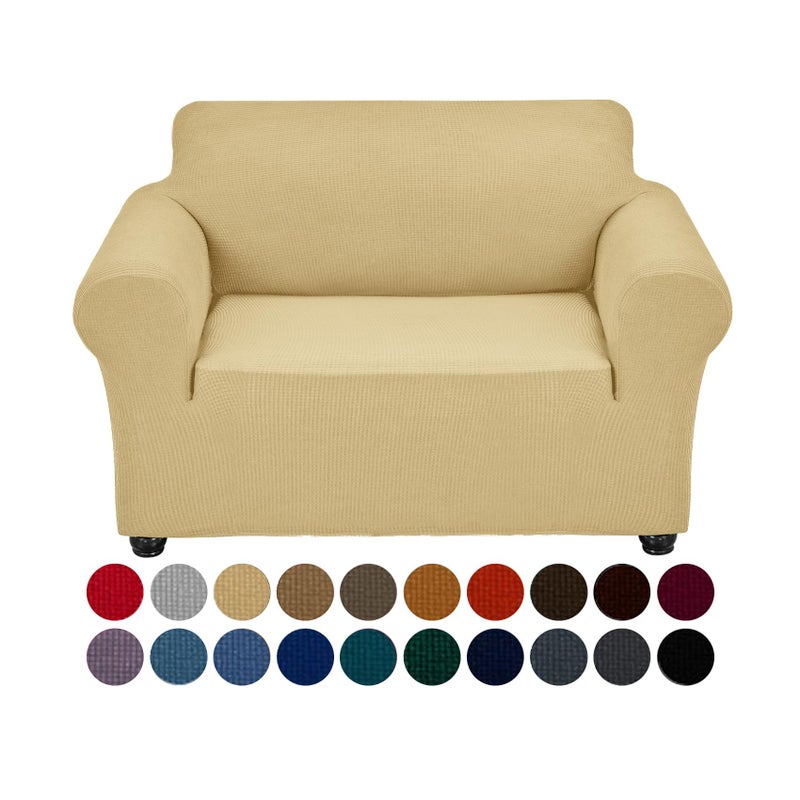 Joccun Stretch Chair Couch Cover,1-Piece Sofa Slipcover Spandex Jacquard Fabric Sofa Covers with Elastic Bottom,Washable Furniture Protector for Dogs,Cats,Kids(Armchair,Champagne) - Image 1