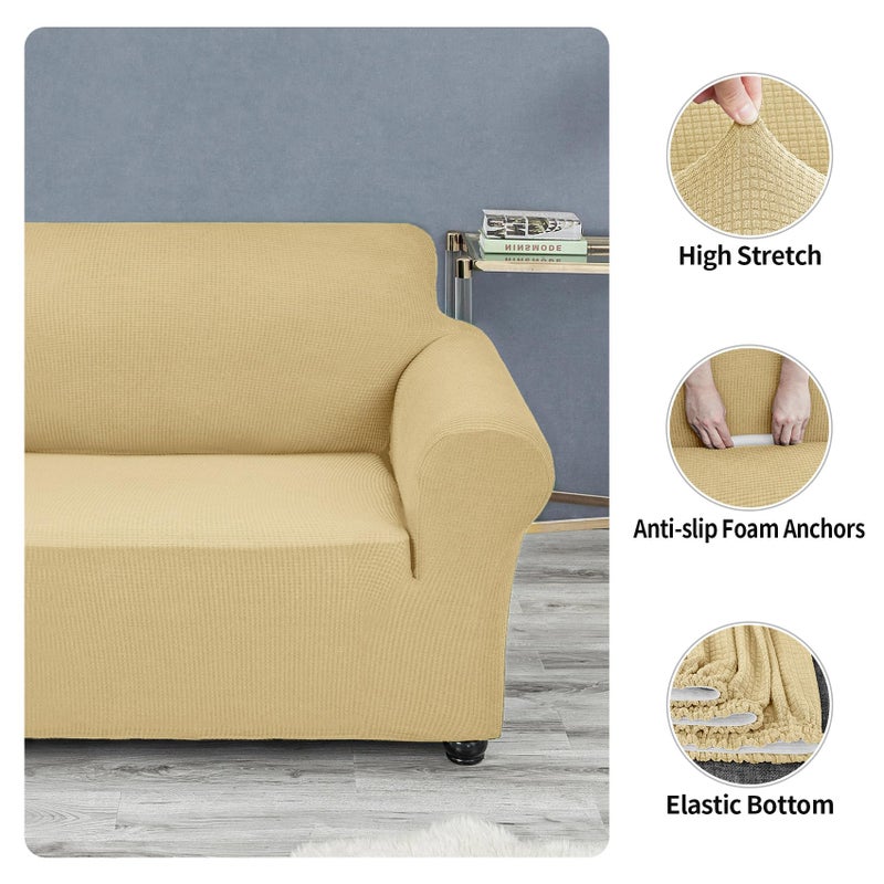 Joccun Stretch Chair Couch Cover,1-Piece Sofa Slipcover Spandex Jacquard Fabric Sofa Covers with Elastic Bottom,Washable Furniture Protector for Dogs,Cats,Kids(Armchair,Champagne) - Image 5