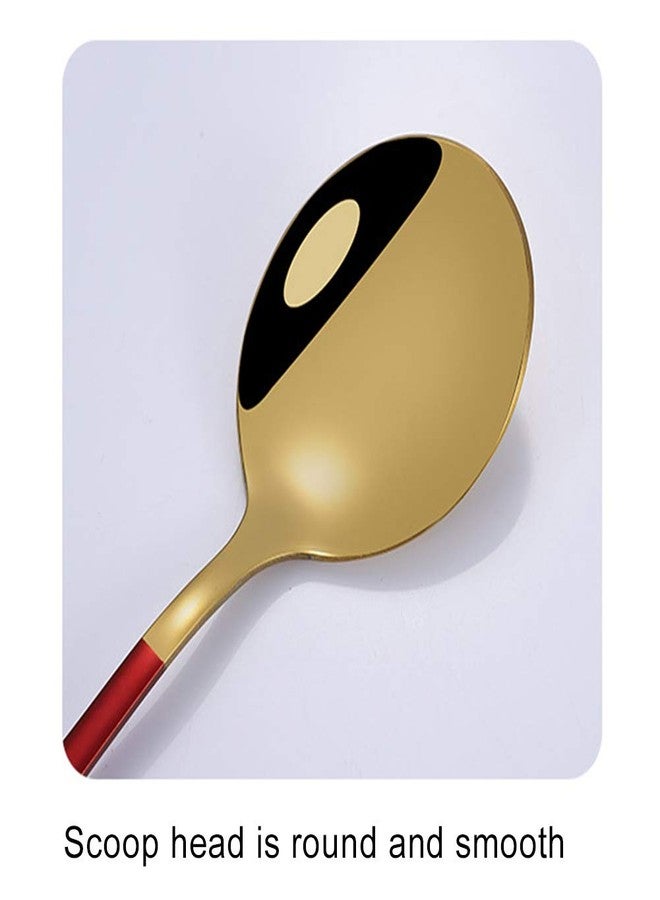 Mockery Long Handle Spoon, Dessert Spoons, Coffee Spoon, Ice Cream Spoon, Sugar Spoon, Stainless Steel Cocktail Stirring Spoons, Mixing Spoon, Dessert Spoon, Milkshake Spoon, Set of 5 (Pink Golden) - Image 5