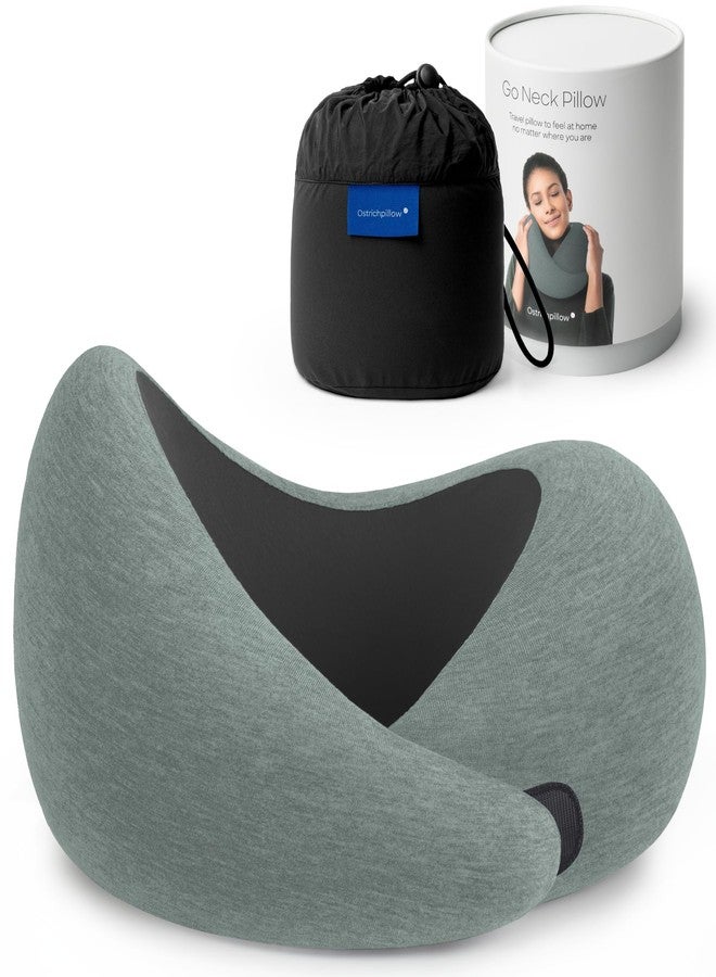 OSTRICH PILLOW Ostrichpillow Go Neck Pillow - Premium Memory Foam Travel Pillow, 360º Ergonomic Design, Asymmetrical Sides, Travel Bag Included, Washable Modal Cover - Image 1