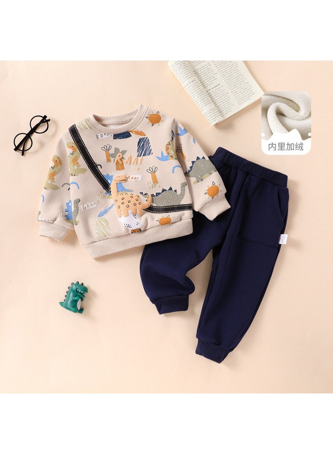 Children's Clothing Boys' Winter Fleece Sports Two-piece Set Toddler Casual Outfit - Image 2