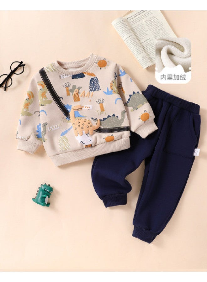 Children's Clothing Boys' Winter Fleece Sports Two-piece Set Toddler Casual Outfit - Image 1