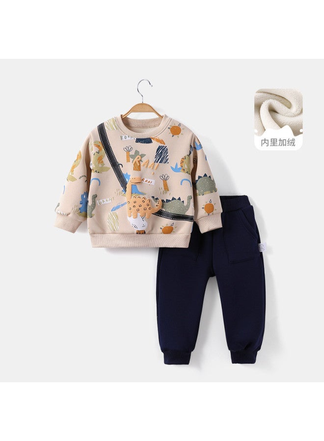 Children's Clothing Boys' Winter Fleece Sports Two-piece Set Toddler Casual Outfit - Image 3