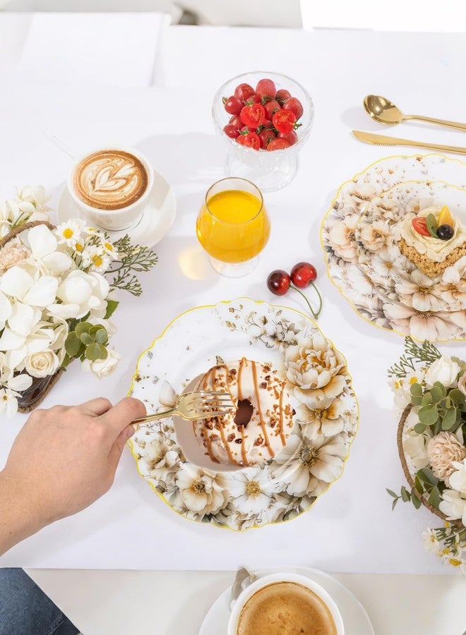 WDF 20Pack Floral Plates Disposable - Fancy Baroque Butterfly Plates - 10’’ and 7’’ Floral Plastic Tableware Decor Suitable for Spring Garden Party/Tea Party/Birthday - Image 3