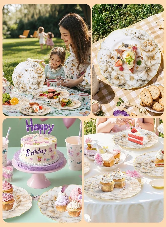 WDF 20Pack Floral Plates Disposable - Fancy Baroque Butterfly Plates - 10’’ and 7’’ Floral Plastic Tableware Decor Suitable for Spring Garden Party/Tea Party/Birthday - Image 5