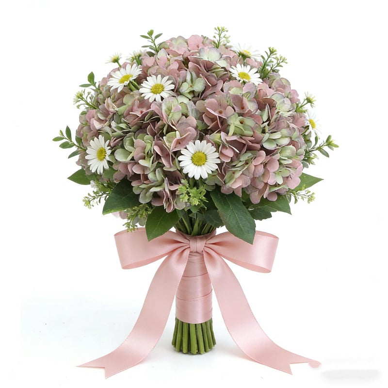 Kimura's Cabin 6pcs Fake Hydrangeas Flowers Vintage Artificial Silk Hydrangea Bouquets with Stems for Wedding Party Home Table Core Decoration (Green Purple, Pack of 6) - Image 5