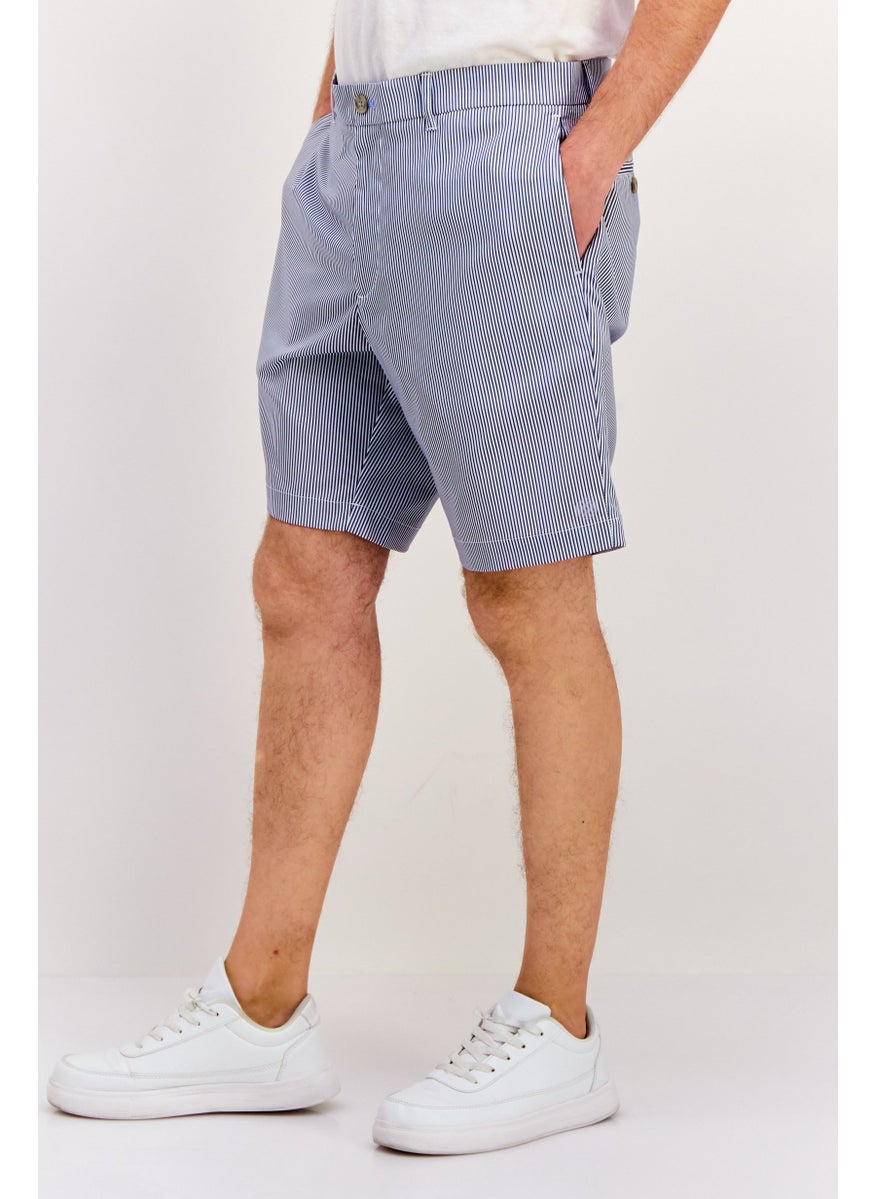 Tailorbyrd Men Stripe Basic Short, White  - Image 2