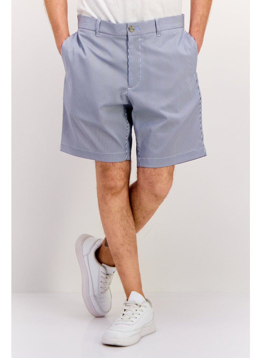 Tailorbyrd Men Stripe Basic Short, White  - Image 1