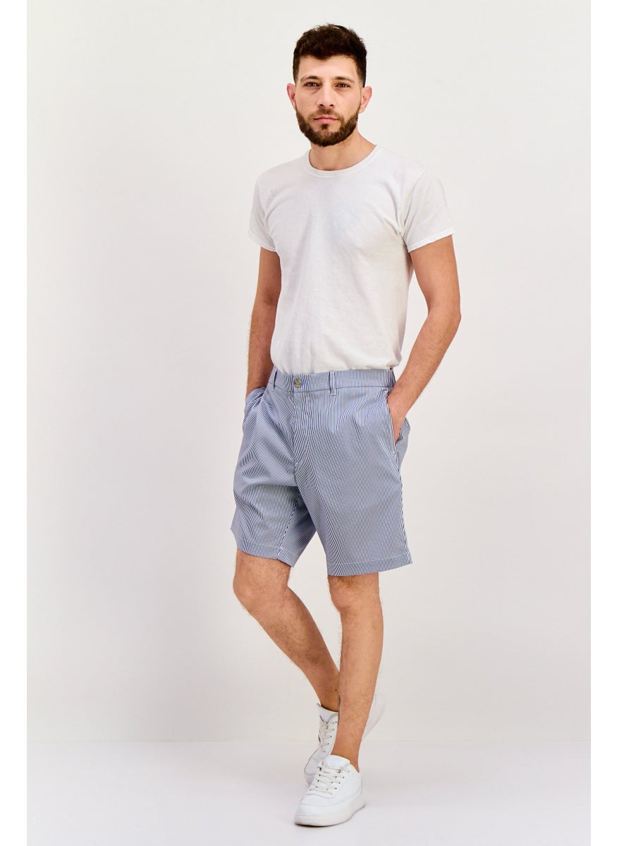 Tailorbyrd Men Stripe Basic Short, White  - Image 4