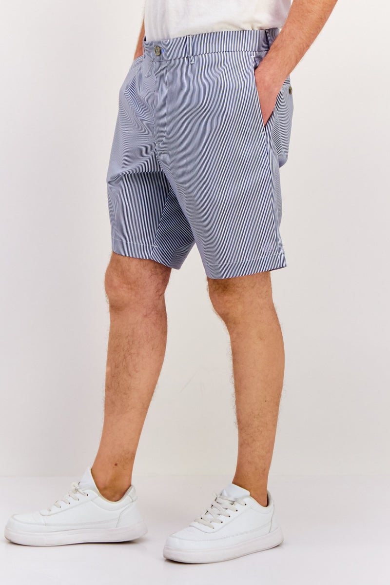 Tailorbyrd Men Stripe Basic Shorts, White - Image 2