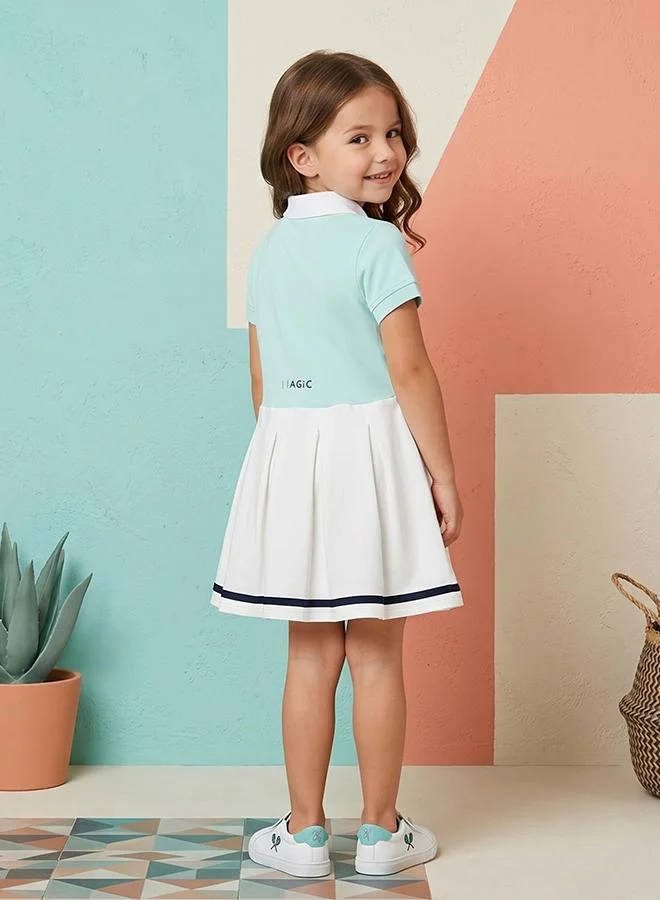 Babies & More Babies & More Toddler Girls Multicolor Short Sleeve Collar Dress