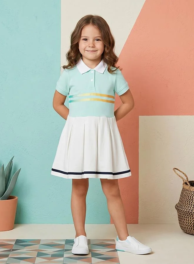 Babies & More Babies & More Toddler Girls Multicolor Short Sleeve Collar Dress
