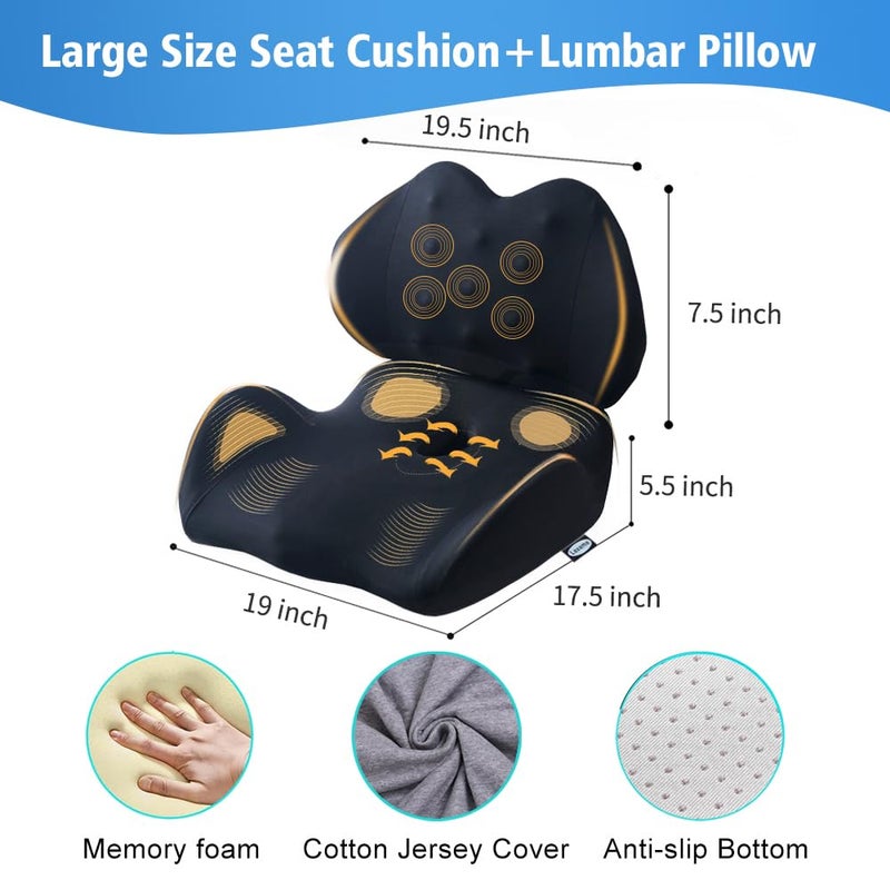 Lexeme X Large Memory Foam Seat Cushion Lumbar Support Pillow for Sciatica & Tailbone Pressure Relief Coccyx Pad for Office Chair, Car,Wheelchair,Home,Office - Image 4