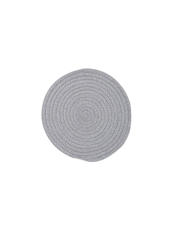 Round Cotton Rope Table Mat Cotton Thread Woven North American Simple Fabric Insulation Placemat Plate Bowl Mat Thickened Durable Coaster-Color:Light Gray-Specifications:Diameter 24cm